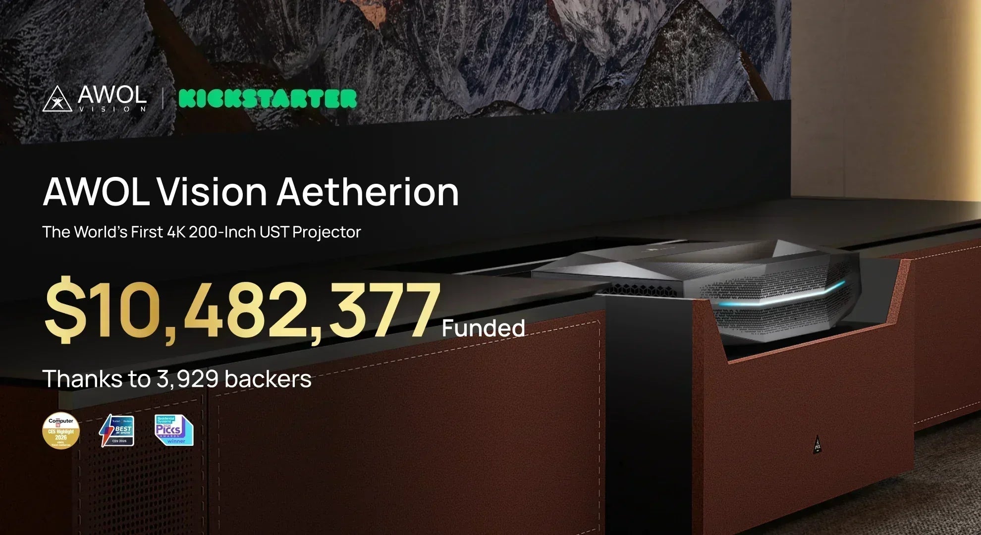 AWOL Vision 10 million Kickstarter milestone