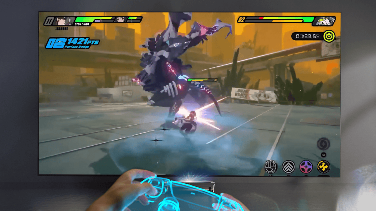 playing zenless zone zero on the gaming projector