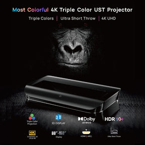The 4K Triple Color UST Projector LTV-2500 with HDR10+ and Dolby Atmos for an immersive cinematic experience.