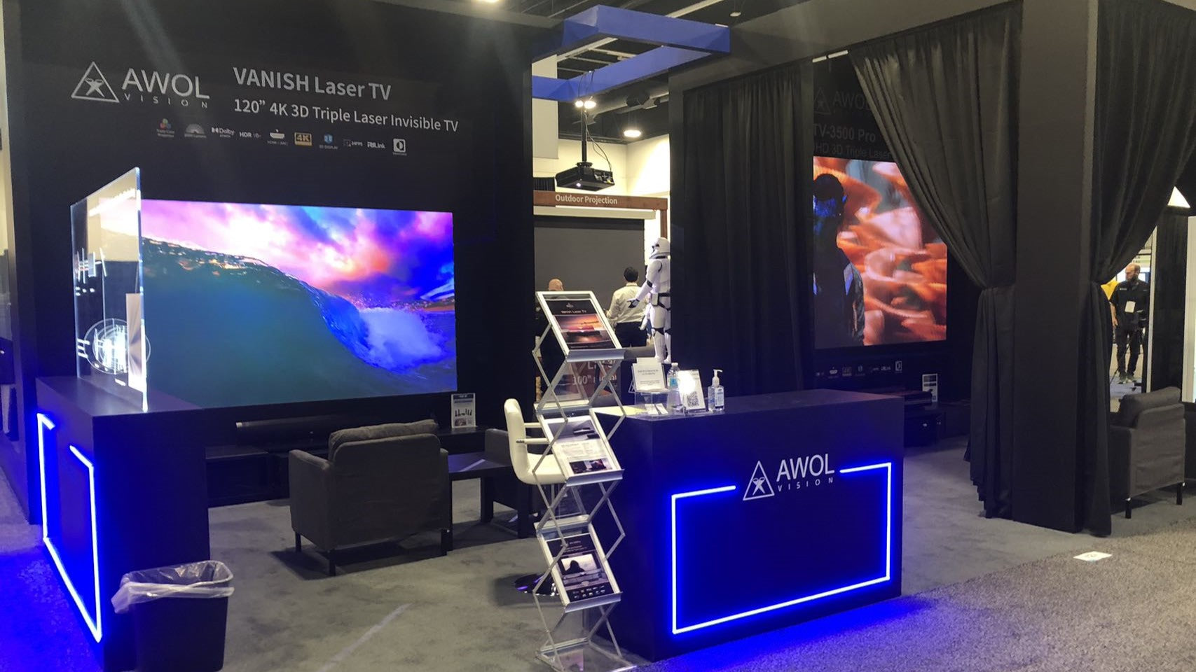 AWOL Vision booth showcasing the LTV-3500 Pro 4K 3D Ultra Short Throw Triple Laser TV at CEDIA Expo 2023