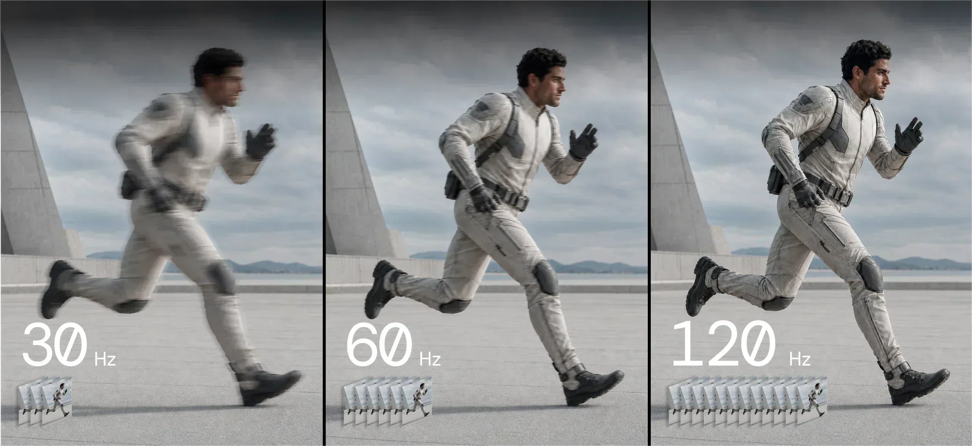 30Hz vs 60Hz vs 120Hz refresh rate comparison