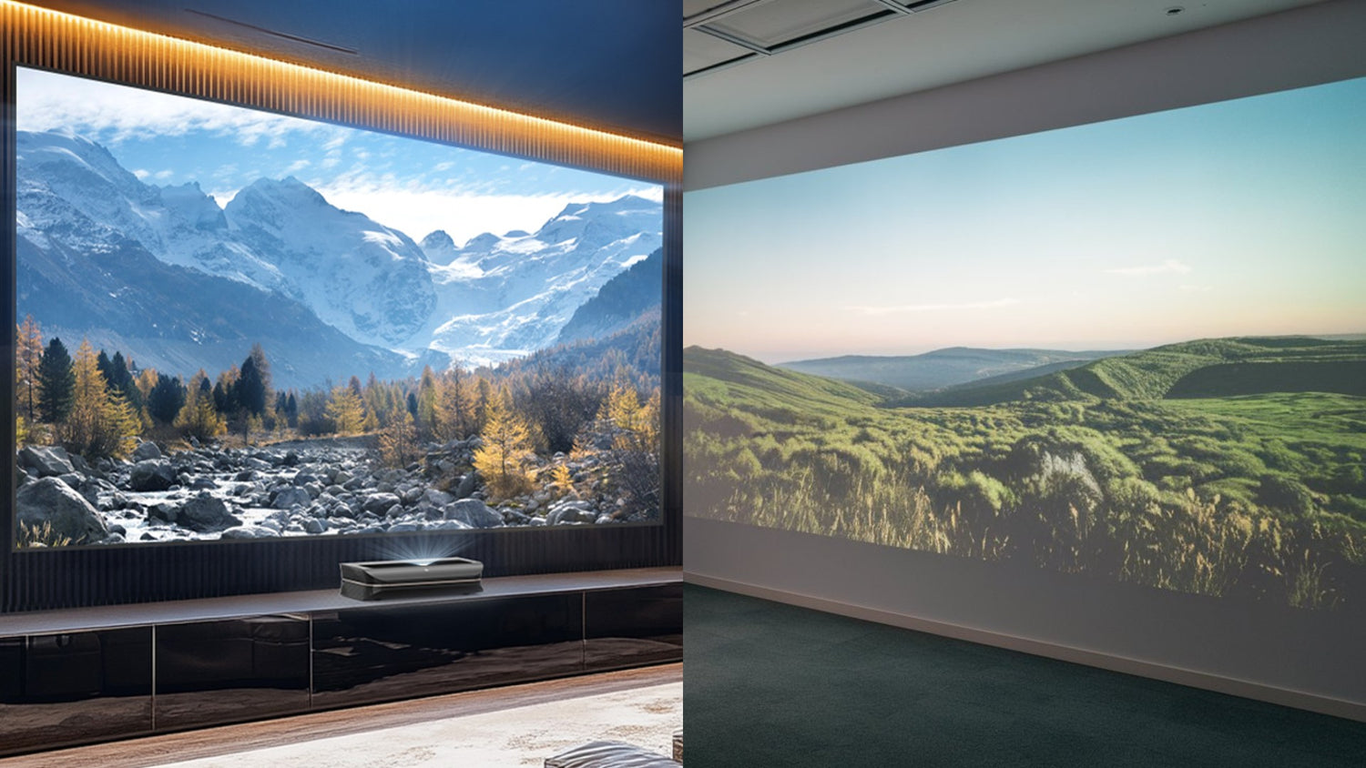 Comparison of projector screens vs. walls, highlighting image quality differences.