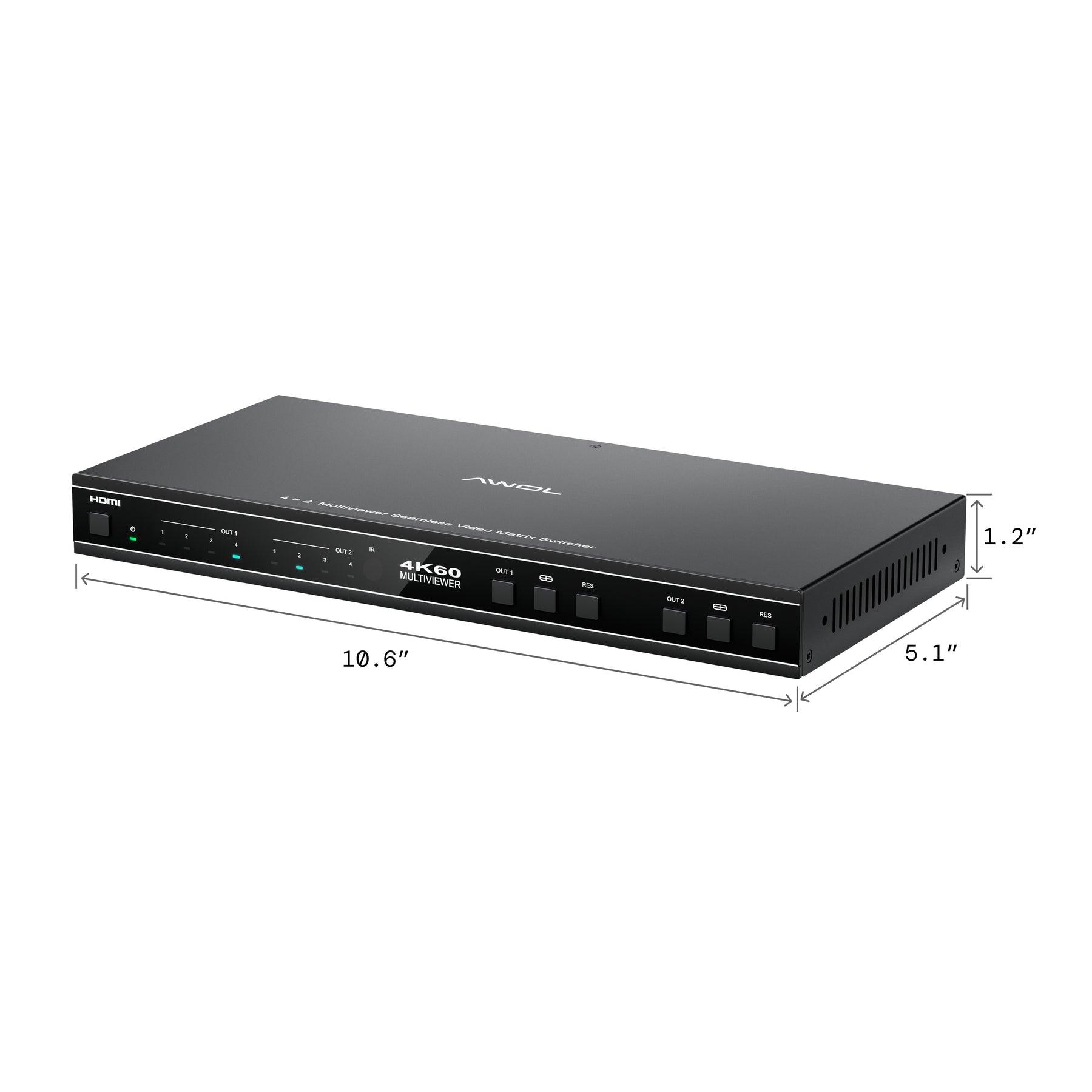 AWOL 4K60Hz 4x2 Multiviewer Seamless Video Matrix Switcher