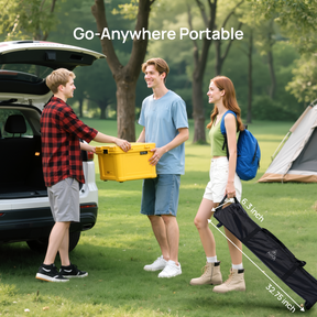 AWOL Vision outdoor portable fold matte white screen go-anywhere portable design with carry bag for camping and outdoor use.