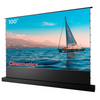 Floor rising Cinematic+ ALR screen showcasing a beautiful sailboat on the ocean with a 100-inch display.