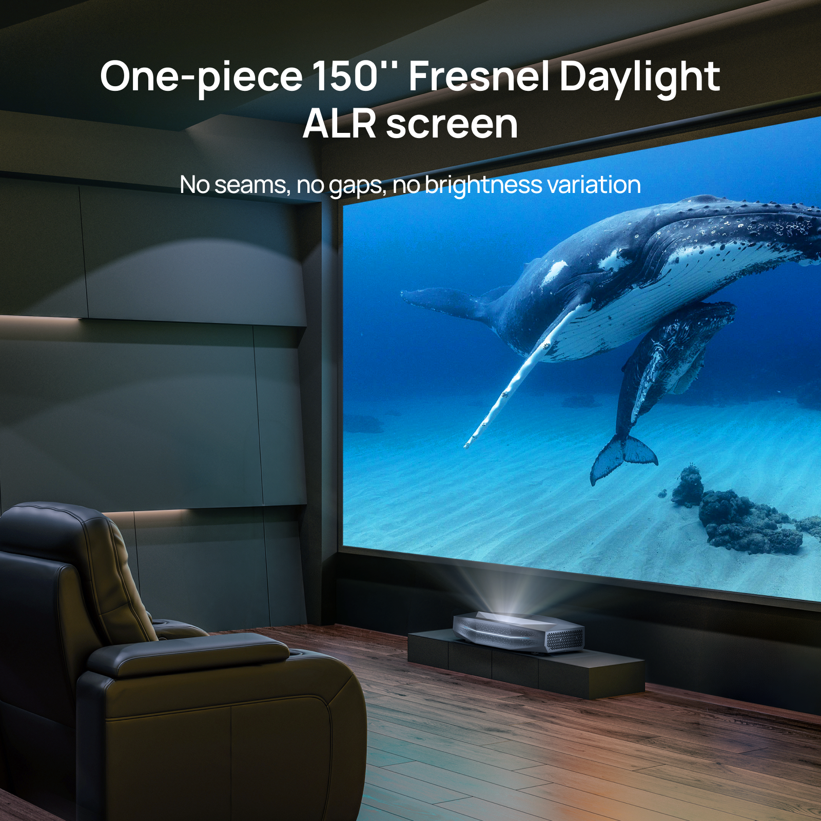 AWOL Vision one-piece 150-inch Fresnel New Gen Daylight ALR Screen with a seamless surface for uniform brightness and sharp detail.