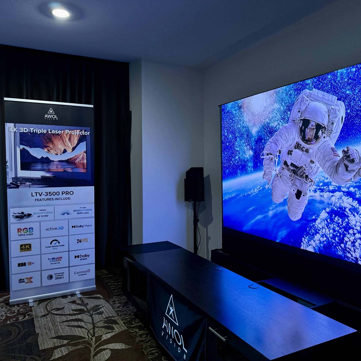 Interior of Southern California Show Home featuring AWOL Vision's advanced projector technology.