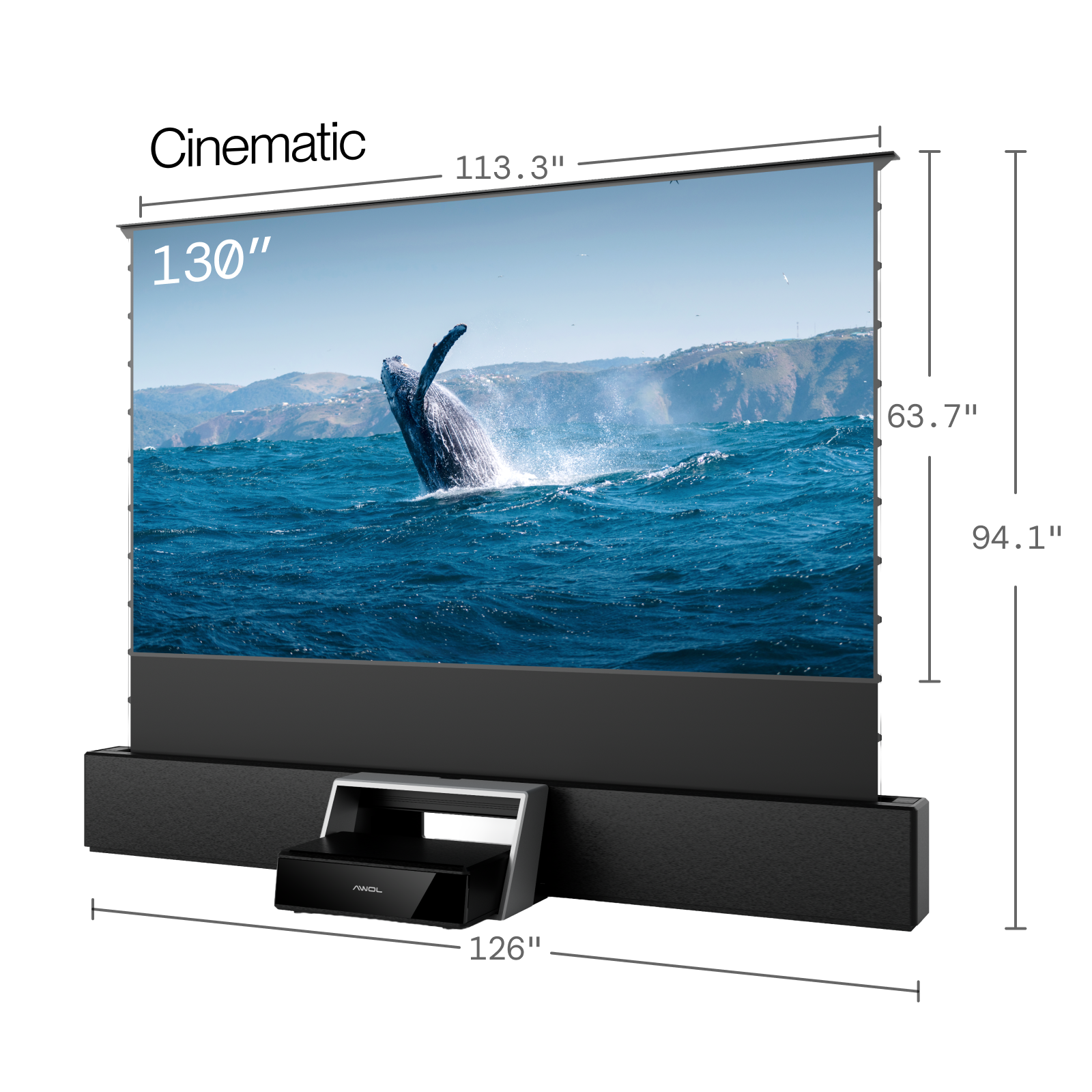 100''-130'' Cinematic ALR Motorized Floor Rising Acoustic Screen