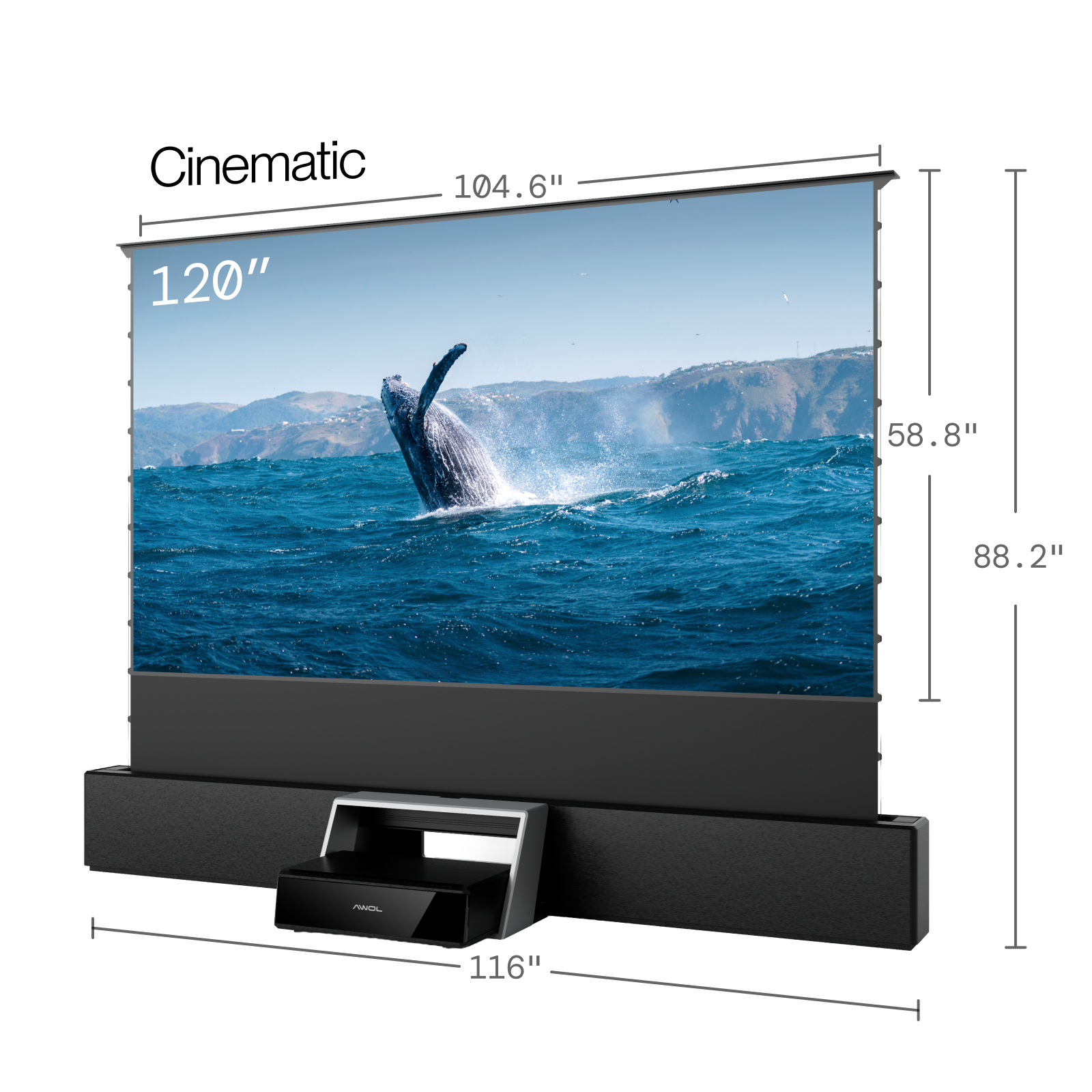 100''-130'' Cinematic ALR Motorized Floor Rising Acoustic Screen