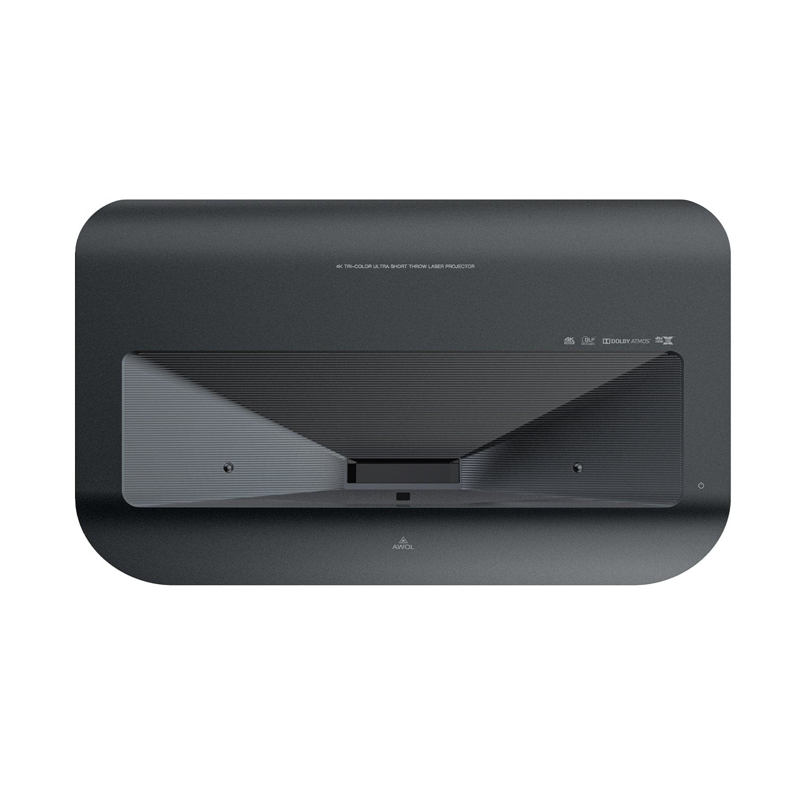 Top view of the LTV-3000 Pro 4K ultra short throw laser projector with the logo of AWOL.