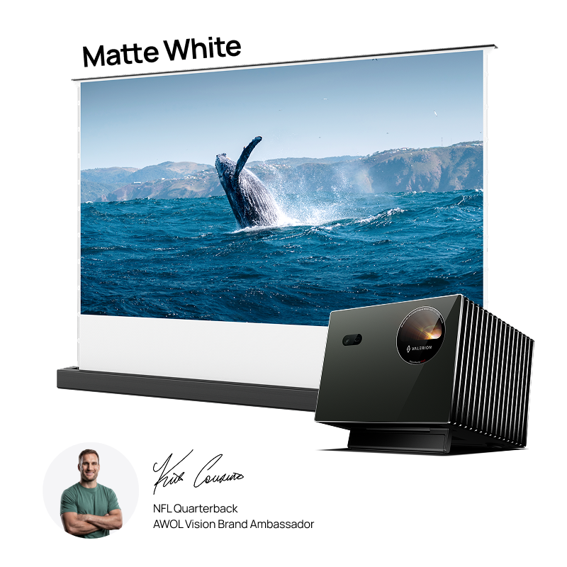 Long-Throw Projector Valerion Pro2 Plus AWOL  Floor Rising Matte White Screen Bundle