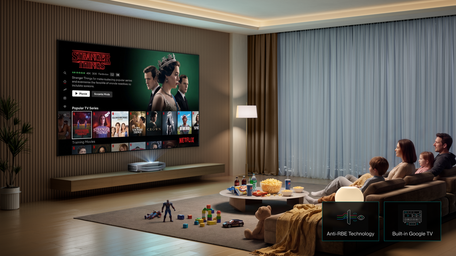 AWOL Vision movie night projector setup for family streaming beyond sports match day entertainment.