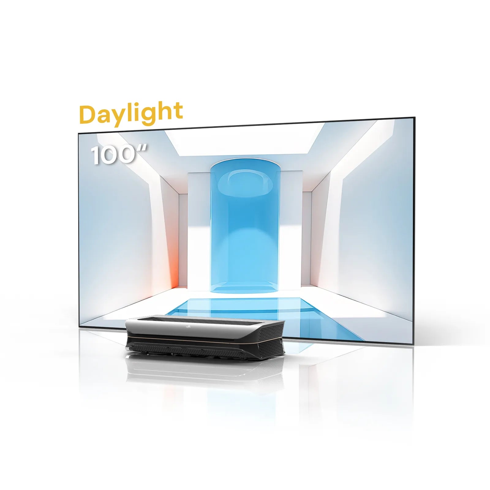 100-inch AWOL Vision Daylight screen with UST projector for bright-room IMAX projector visuals.