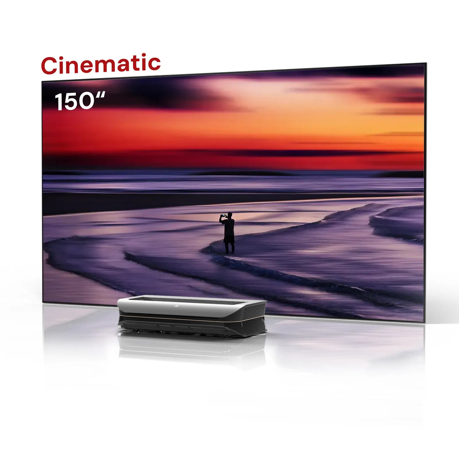 150-inch AWOL Vision Cinematic UST projector screen delivering expansive IMAX projector experience.