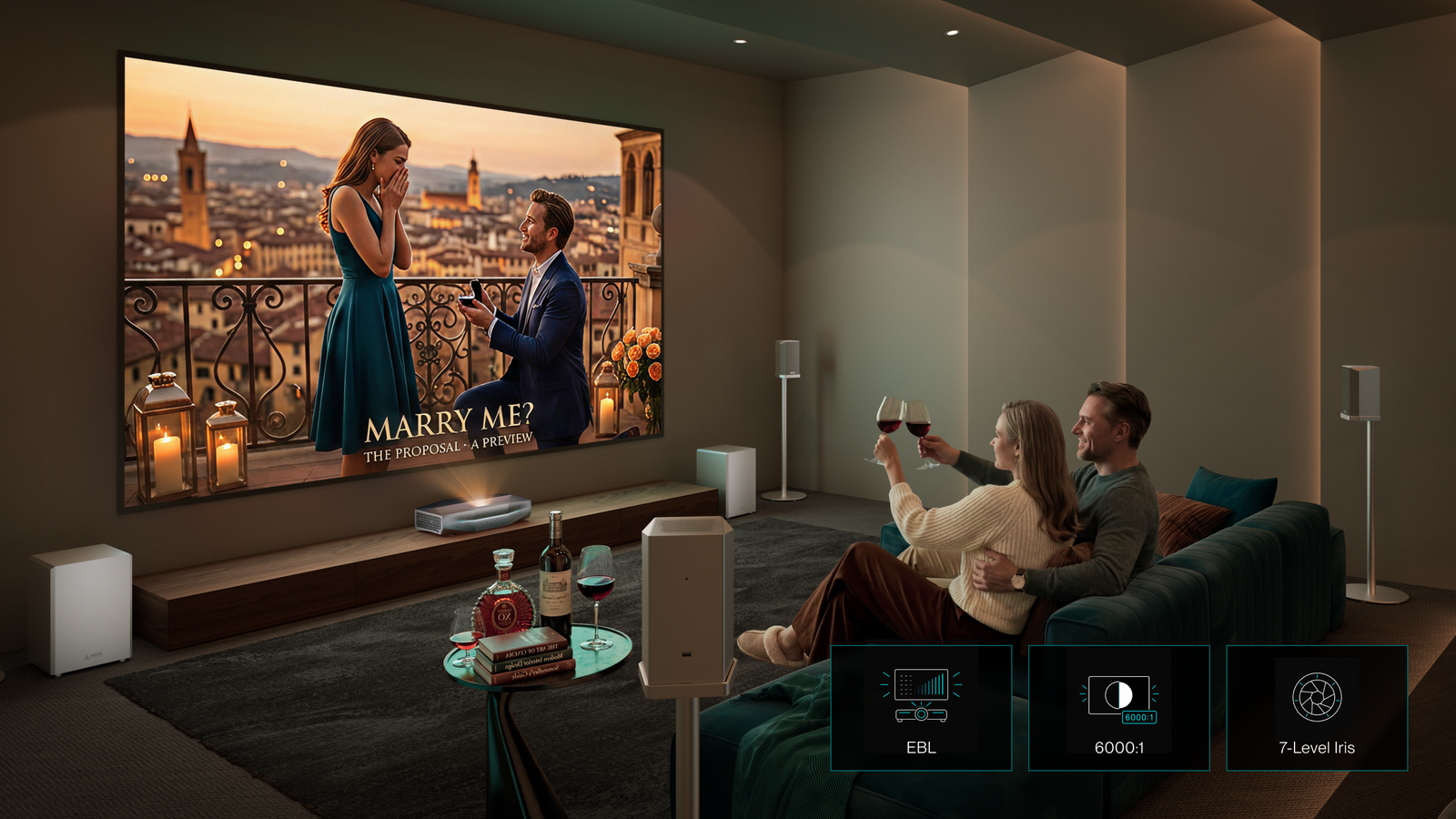 AWOL Vision home theater projector setup for cinematic nights beyond sports match day viewing.