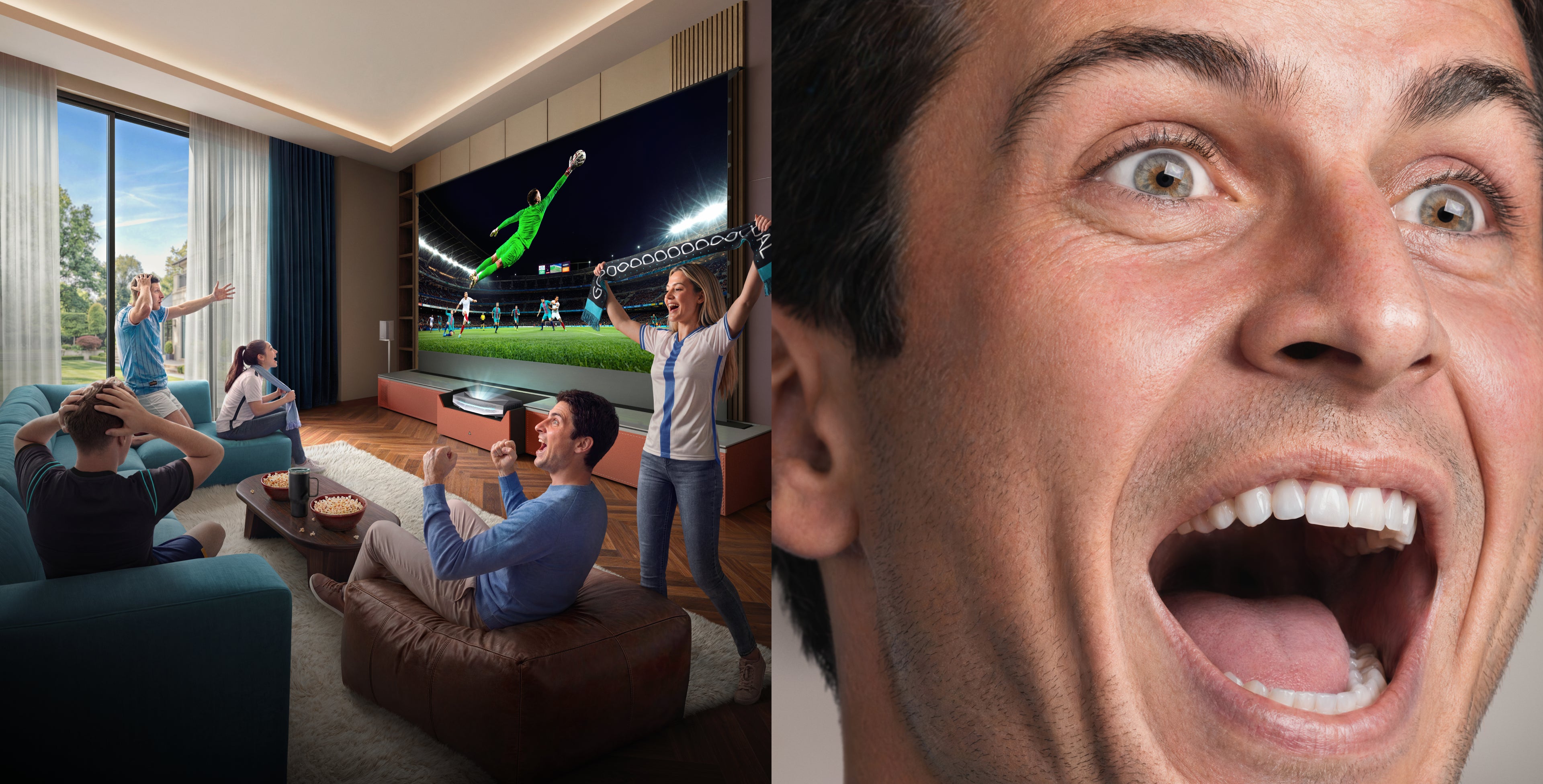 AWOL Vision sports match day setup bringing big-screen soccer excitement and stadium-like reactions home.