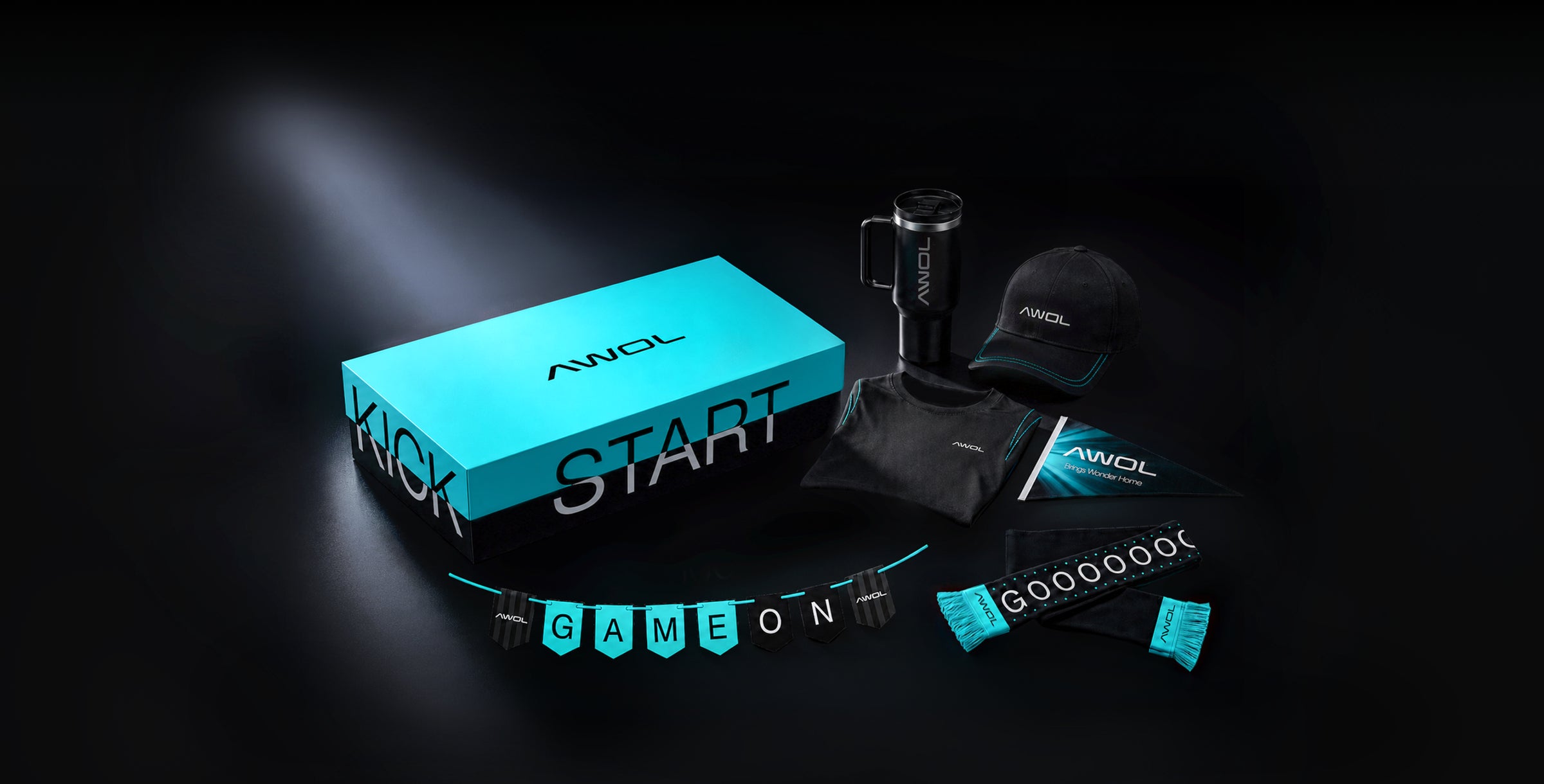 AWOL Vision sports game day watch party kit with banner props and starter package.
